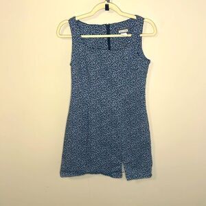 Y2K 90s Aqua Blues 96% Cotton, 4% Spandex  Blue Floral Body Cotton Dress L